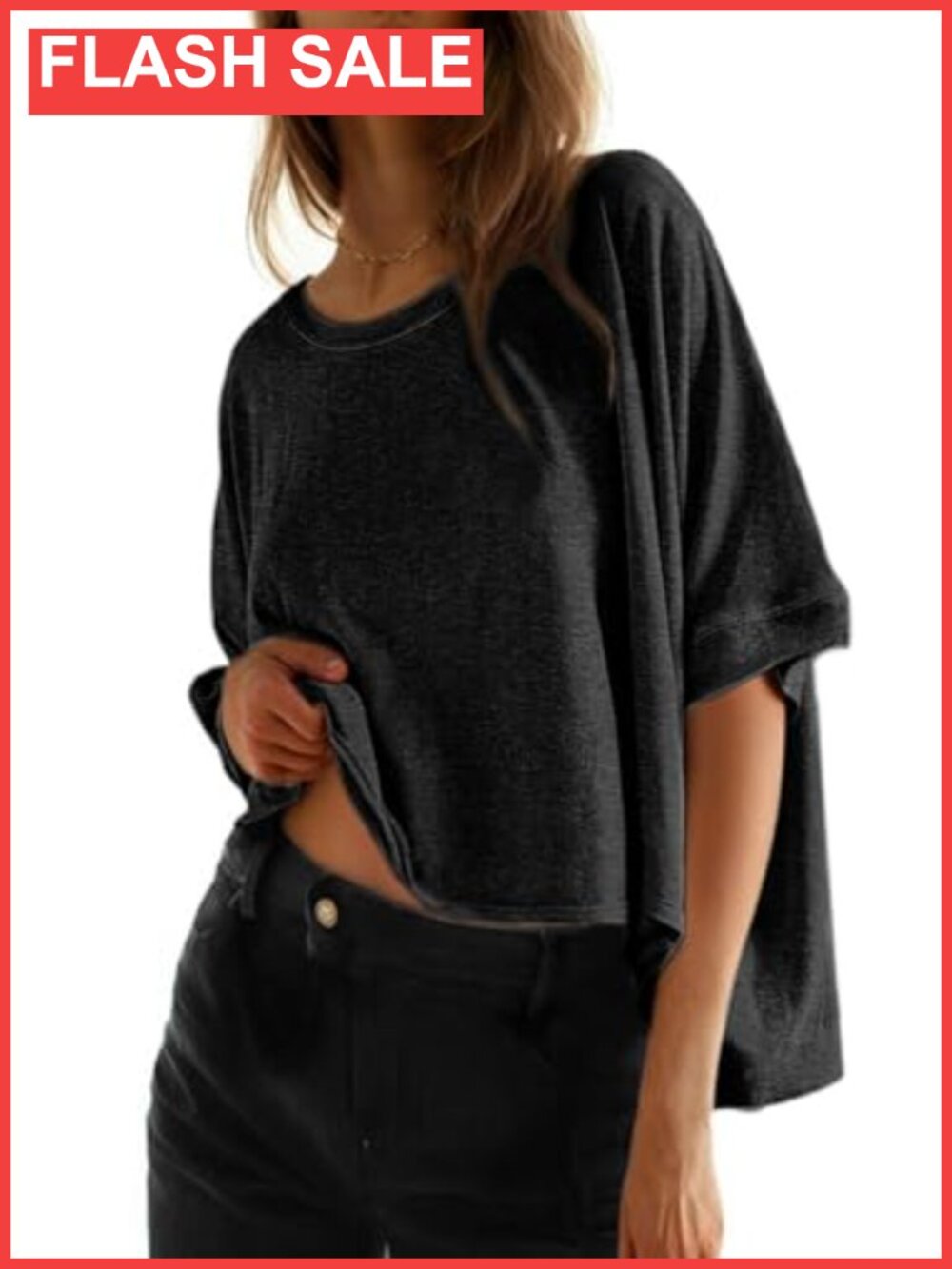 Oversized T-Shirt Short Sleeve Round Neck Soft Breathable Basic Top